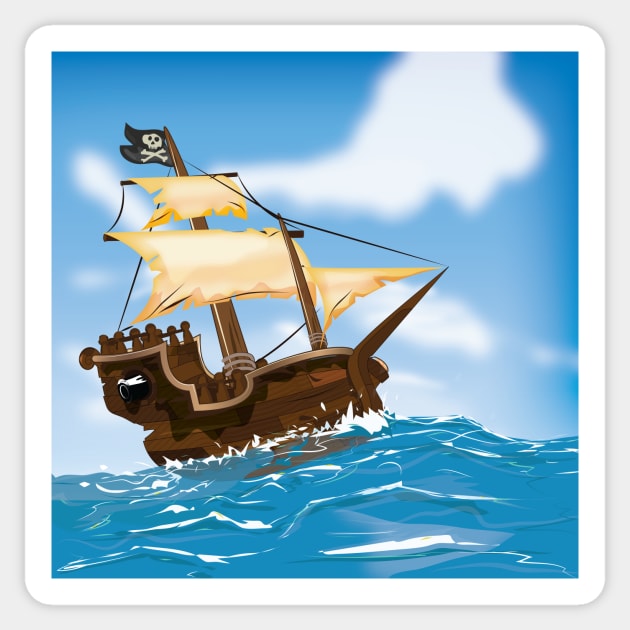 Old Pirate Ship Sticker by nickemporium1